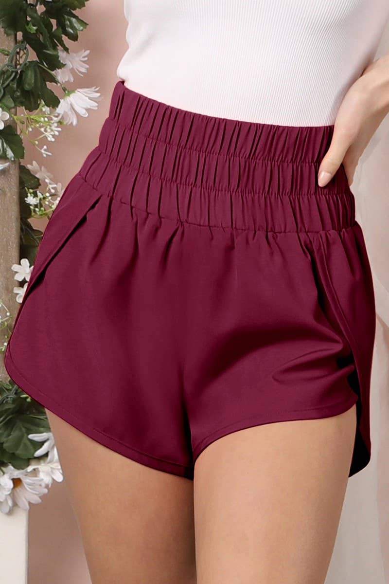 CWBSP141_SMOCKING HIGH WAIST BAND COMFY SHORTS