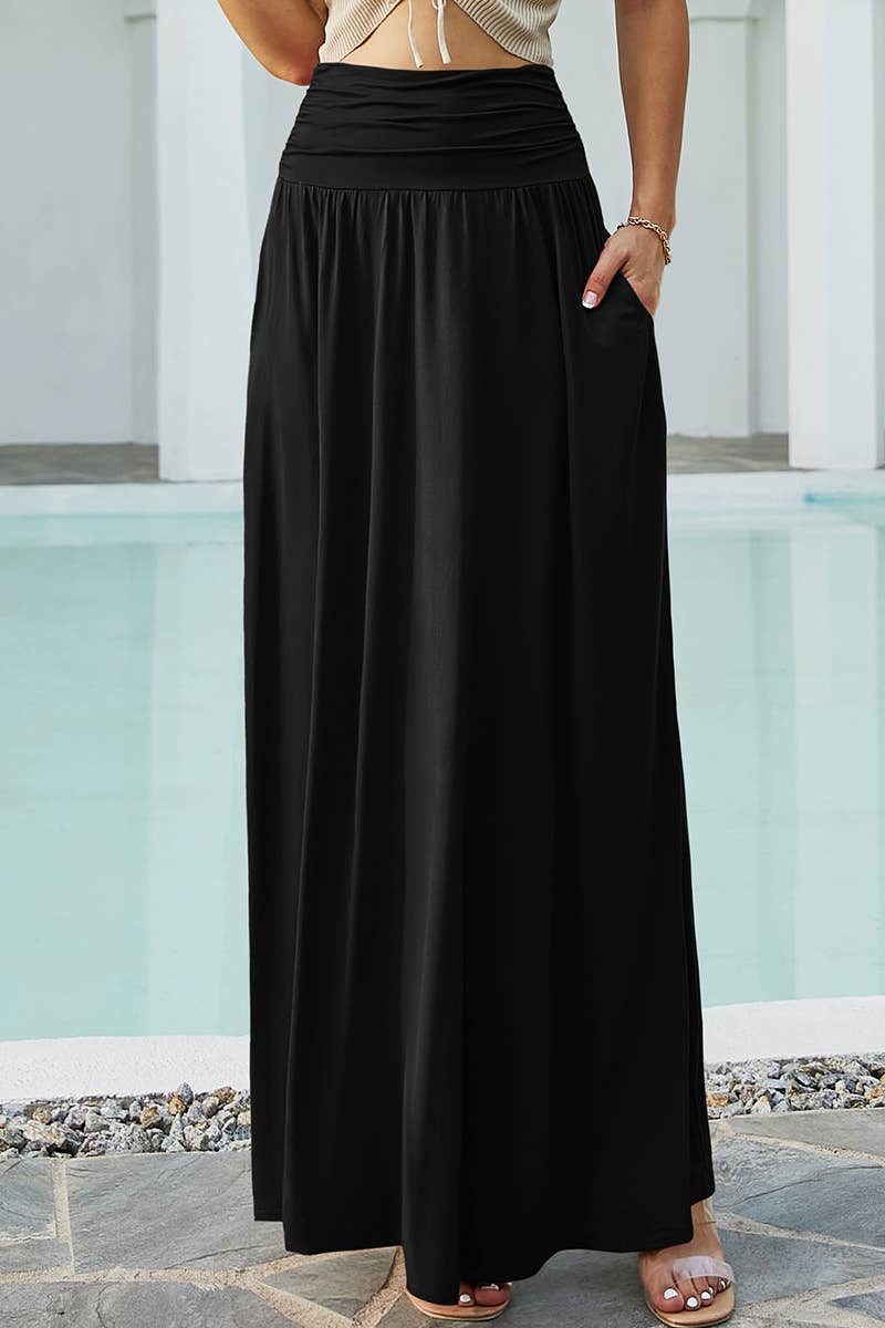 CWBLS116-P_CASUAL LONG LENGTH MAXI STYLE WAIST LIGHT SKIRT
