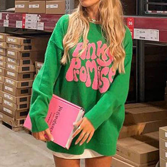 CREW-NECK LONG-SLEEVED MONOGRAM KNIT SWEATER