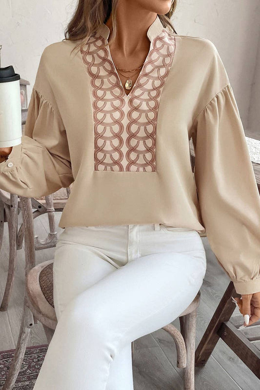 CWTBLL3736_VINTAGE ELEGANT LONG SLEEVE STAND COLLAR SHIRT