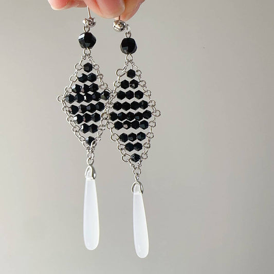 DIAMOND-SHAPED EXAGGERATED WATER DROP EARRINGS