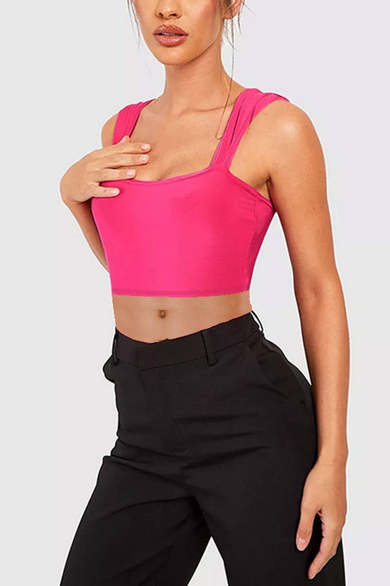 CWTTK0841_SLIM FIT NAVEL-EXPOSED SLEEVELESS TANK TOP