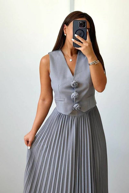 CWSS1058_SUMMER SLEEVELESS VEST HIGH-END TWO-PIECE SUIT