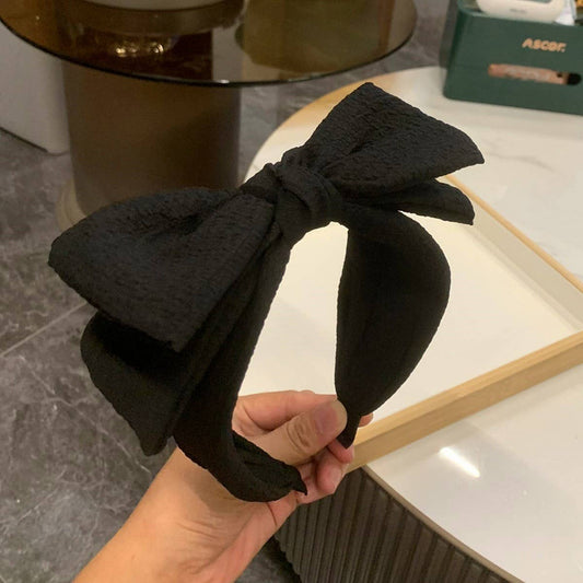 BLACK BUBBLE WRINKLED WIDE BRIM HEADBAND_CWAHA2561