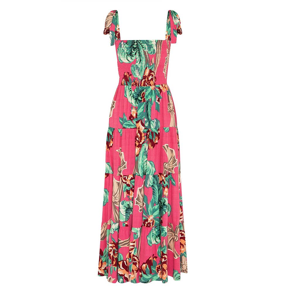 Casual holiday halter strap print long dress