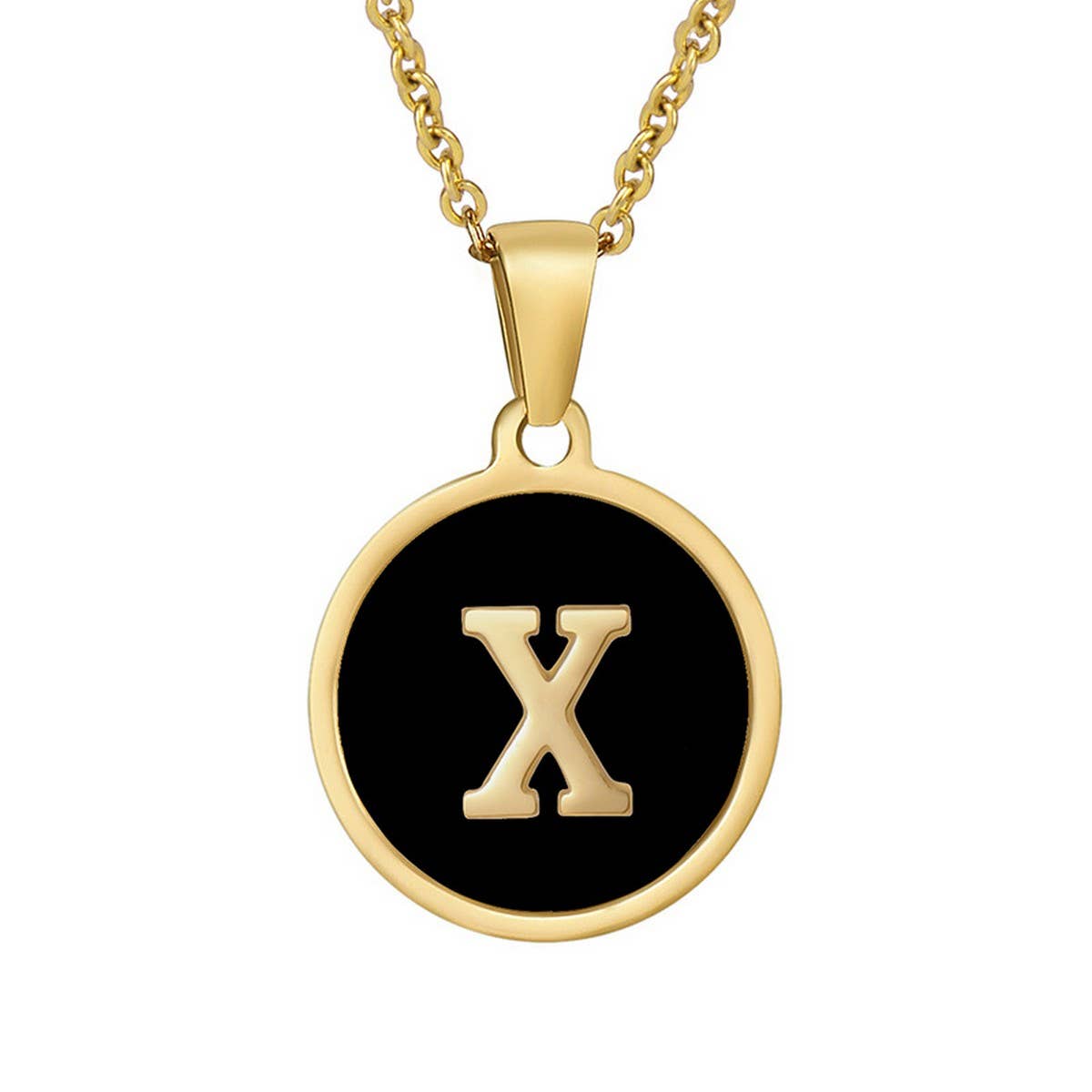 CIRCULAR SHELL ENGLISH LETTER PENDANT NECKLACE