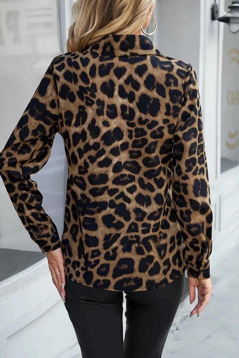 CWTBLL3895_WOMEN'S CASUAL LONG SLEEVE LEOPARD PRINT SHIRT