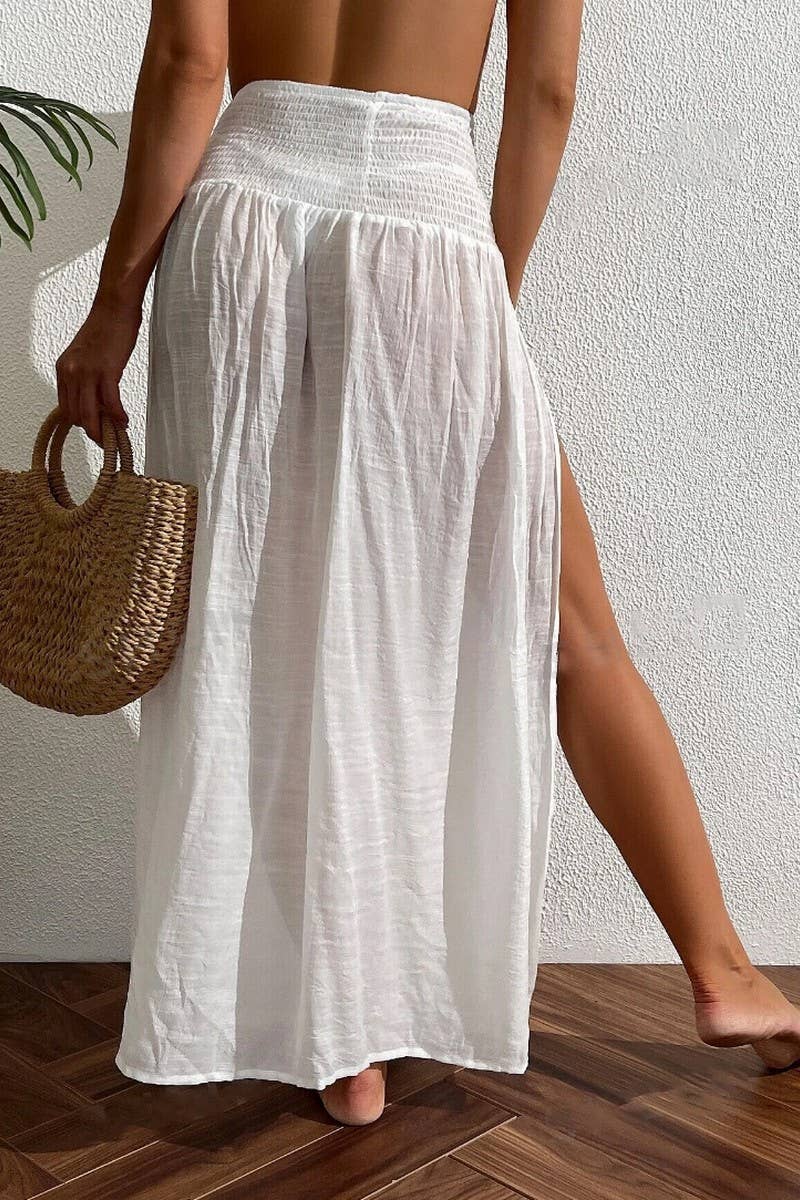 CWBLS0650_SOLID SPLIT BEACH COVER UP SKIRT