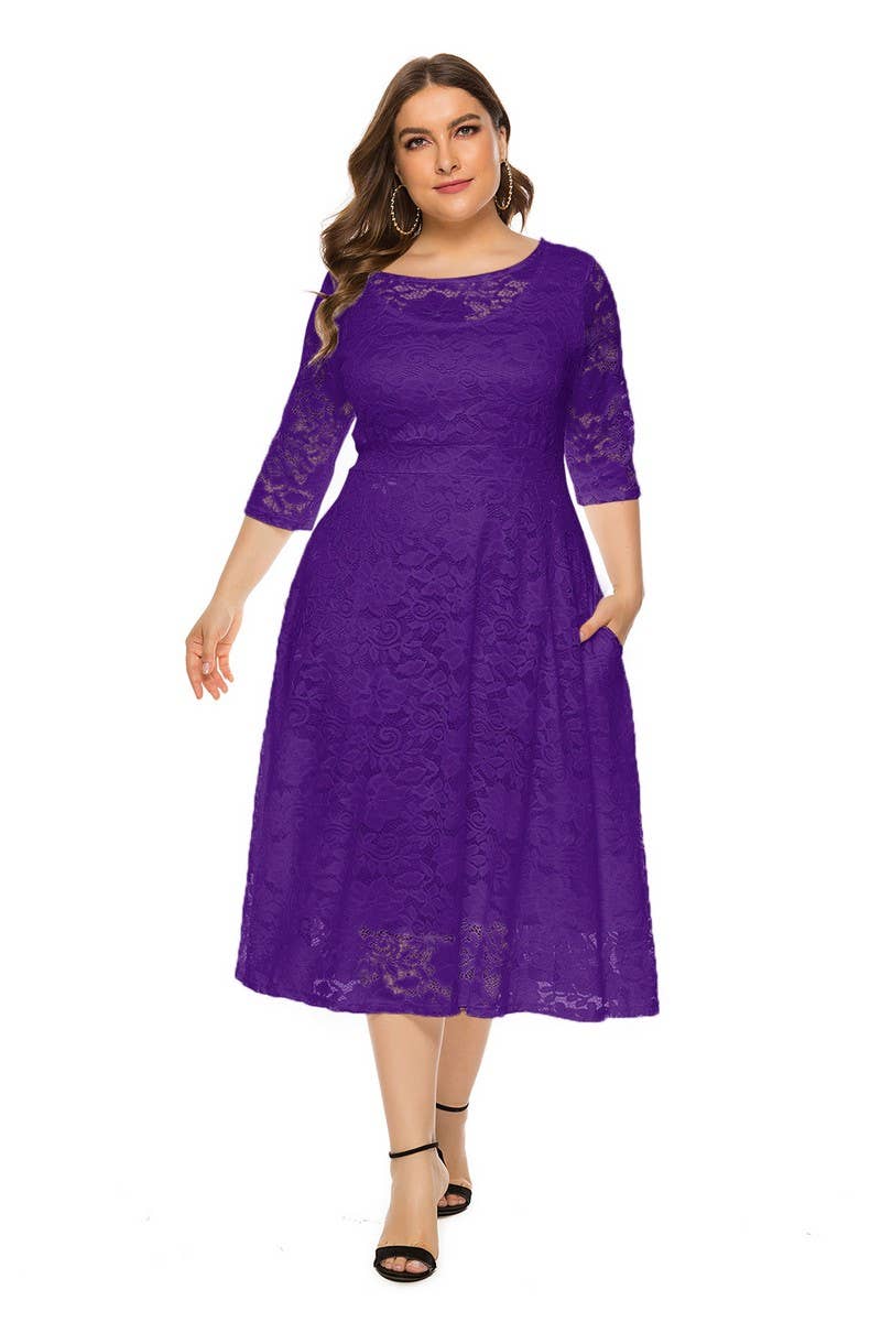 CWDMD3207_PLUS SIZE LACE POCKET EVENING GOWN DRESS