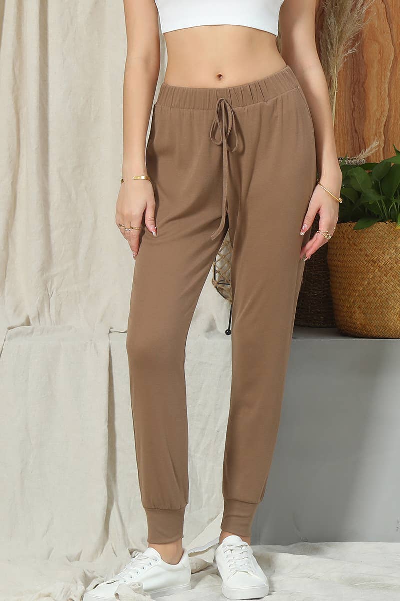 CWBLP419_WAIST TIED CASUAL TRACK JOGGER LONG PANTS