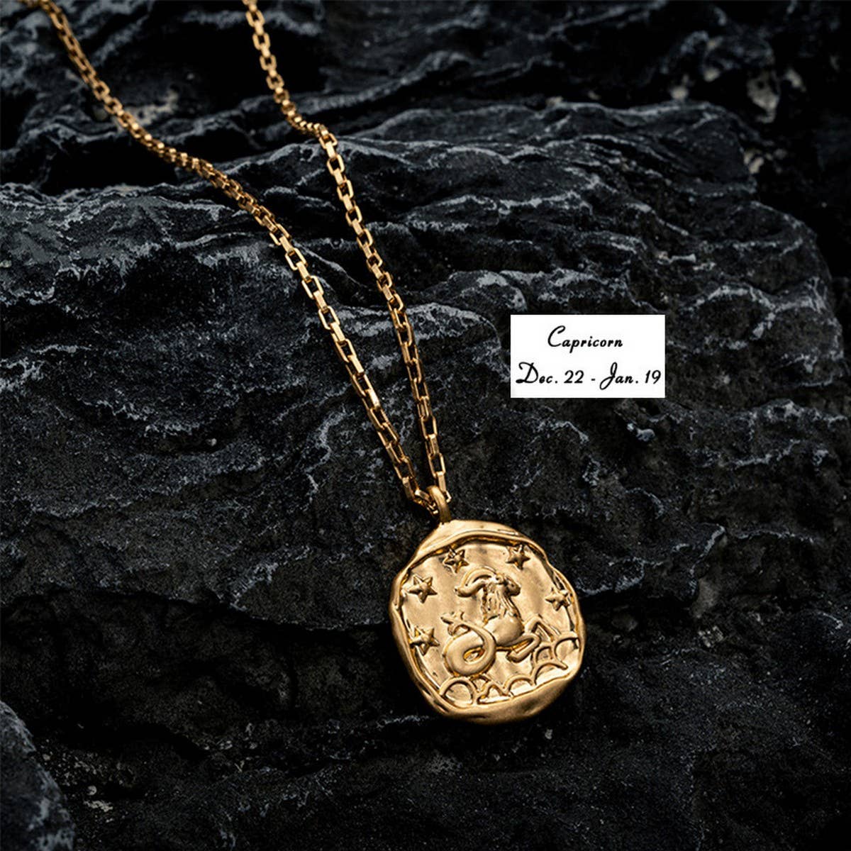 STAINLESS STEEL ZODIAC OVAL PENDANT NECKLACE_CWMM3761