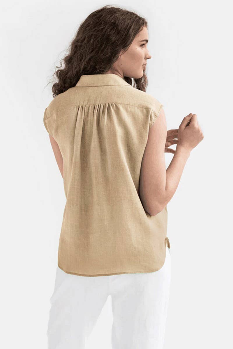 CWTDSSL0012_COTTON AND LINEN SLEEVELESS SOLID COLOR SHIRT
