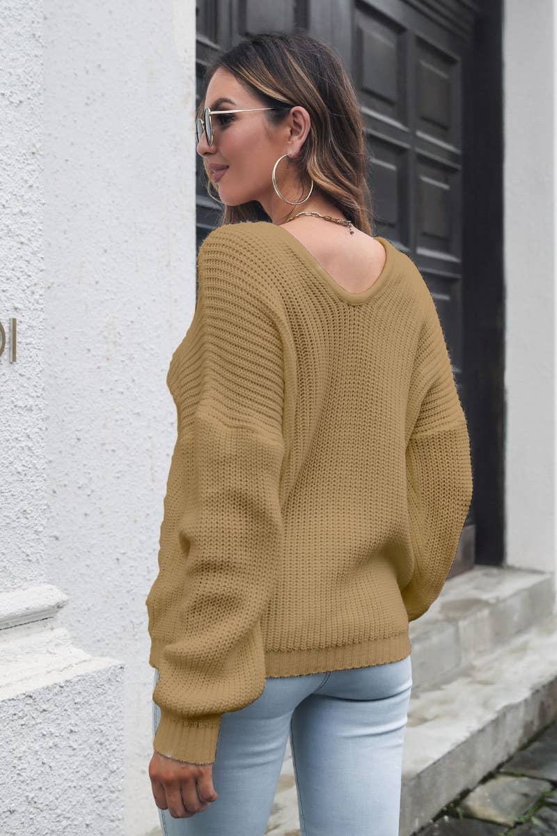 CWOSWL6425_V-NECK SWEATER WITH LOOSE SHOULDERS LONG SLEEVES