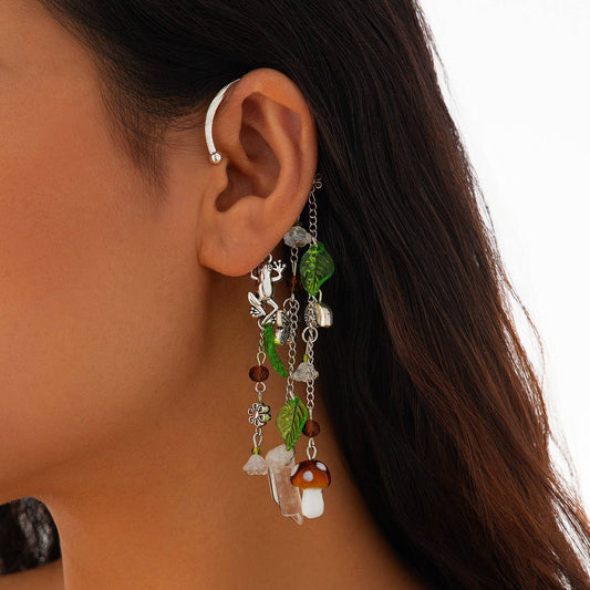 VINTAGE BOHEMIAN MUSHROOM TASSEL EARRINGS