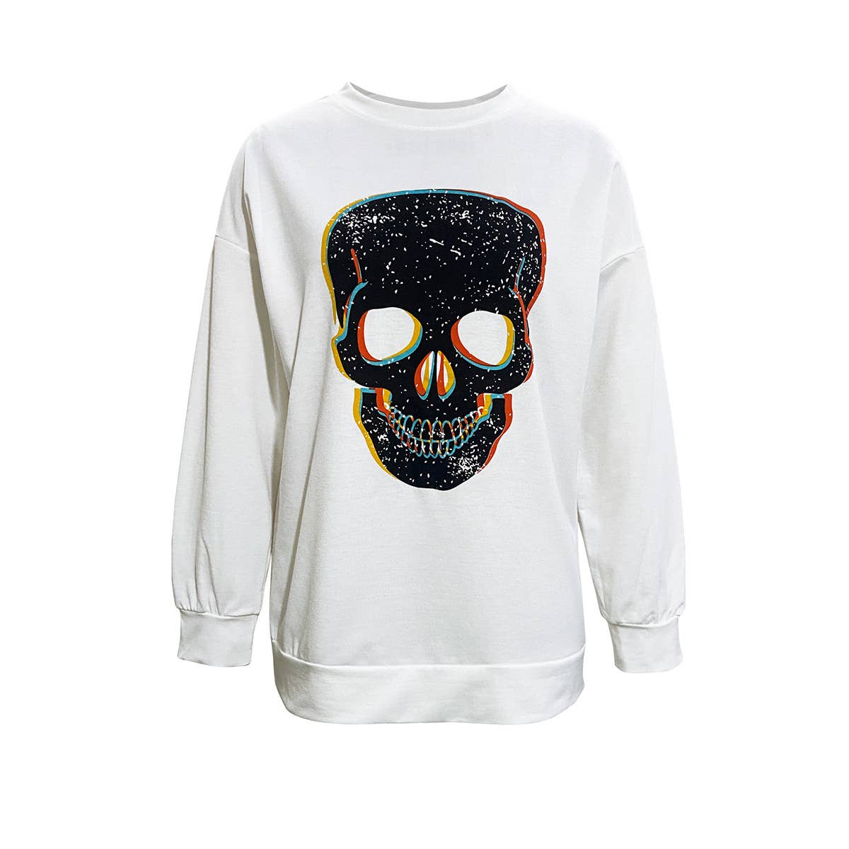 CREW-NECK LIP PRINT LONG-SLEEVED BAGGY HOODIE