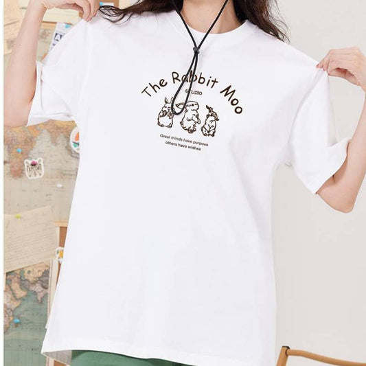 CWTTS0938_ALPHABET ANIMAL PRINT ROUND NECK CASUAL T SHIRT