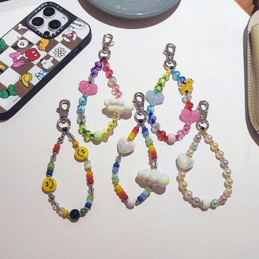 CWMM8712_DOPAMINE COLORFUL HEART BEADED KEYCHAIN