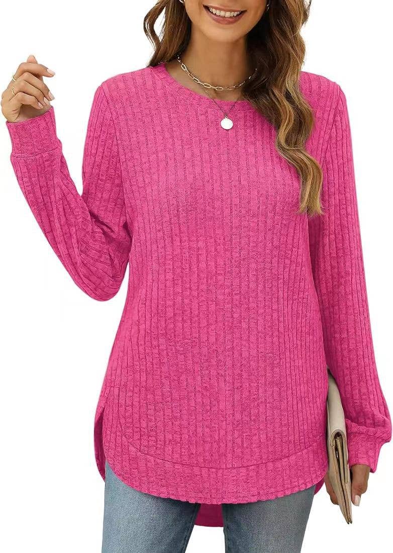 CWTTL1243_Crew Neck Pullover Casual Long Sleeve Top