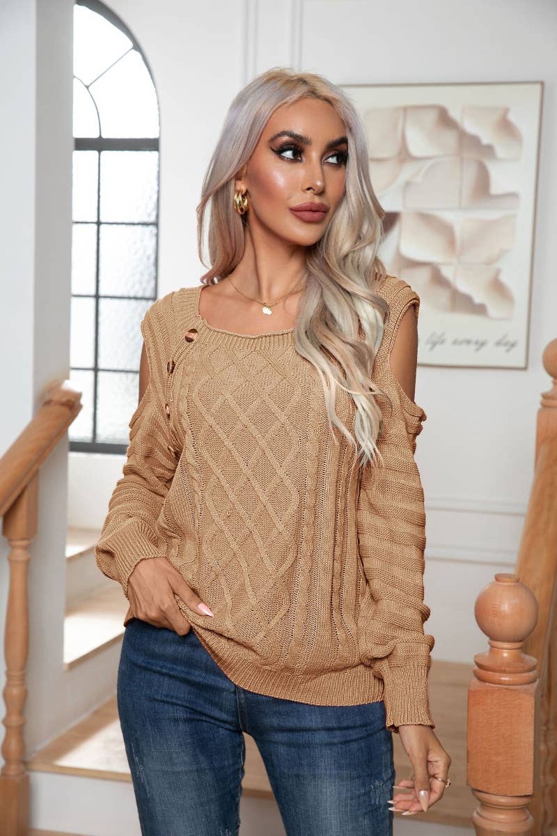 CWOSWL6368_WINTER BUTTON-DOWN LONG-SLEEVED SWEATER