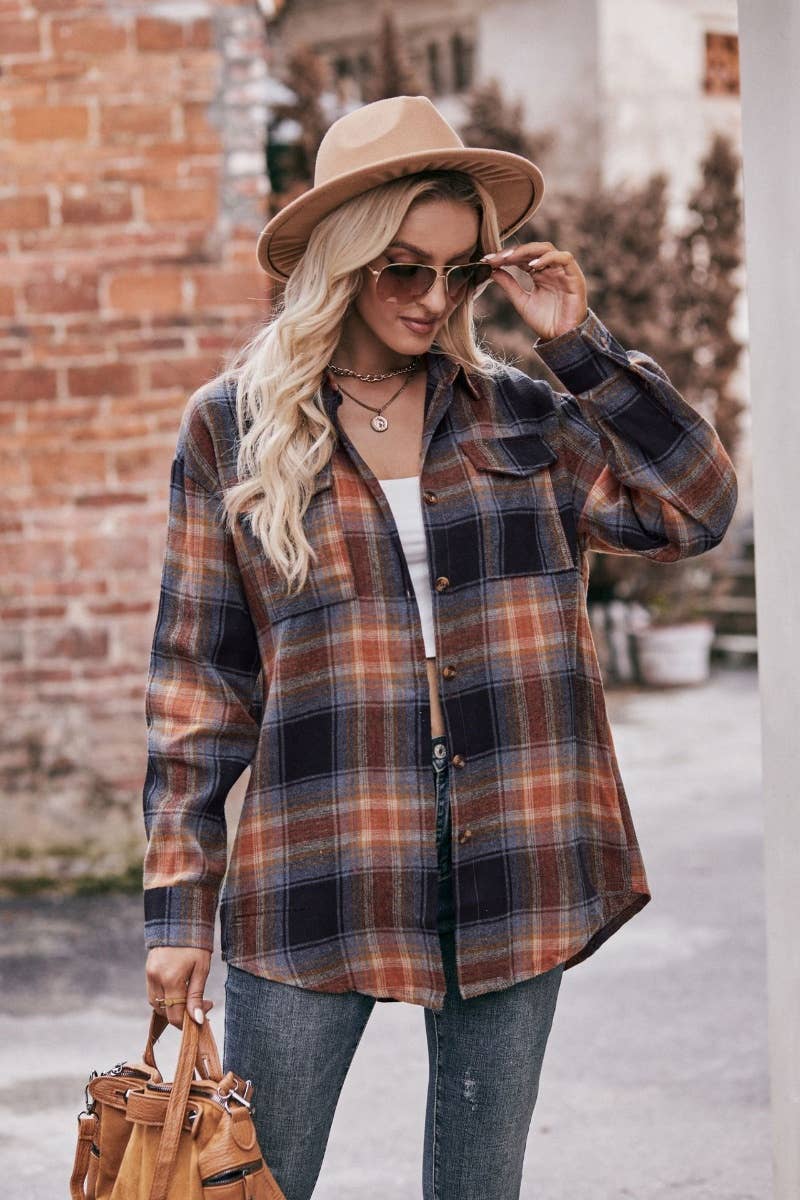 CWTSTL2191_PLAID LONG-SLEEVED BUTTON-UP SHIRT LONG