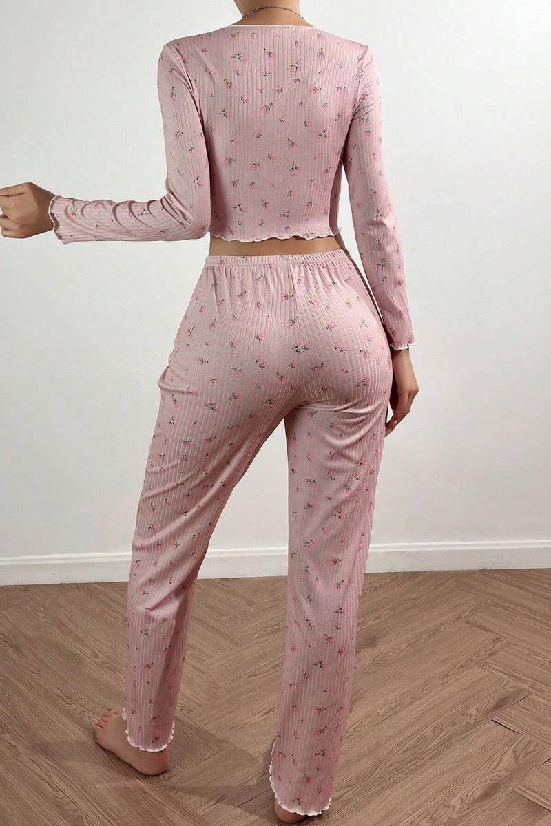 CWSPJ00472_FLORAL PRINT LONG SLEEVE PANTS PAJAMA SET