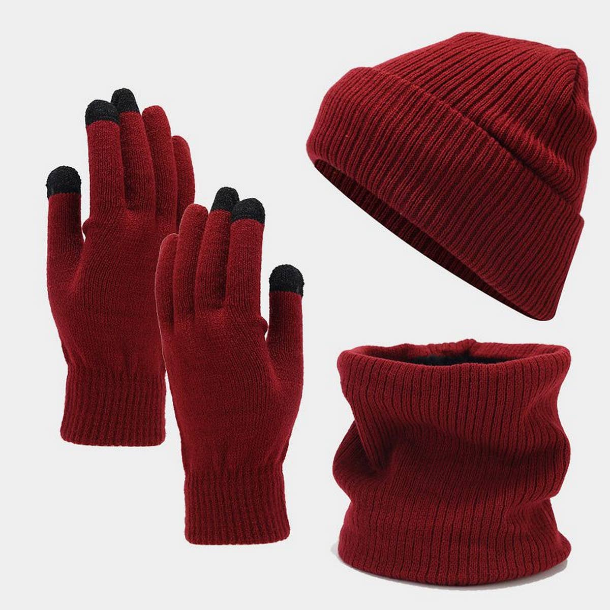 CASUAL HAT SCARF AND GLOVES THREE-PIECE SET_CWAH1625
