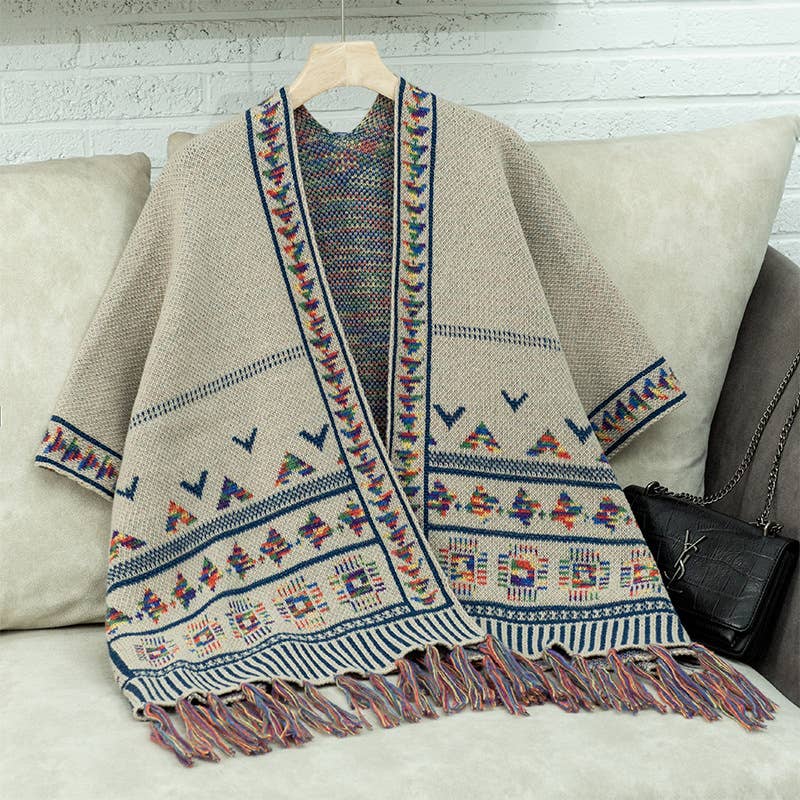 Casual loose jacquard cape cape coat
