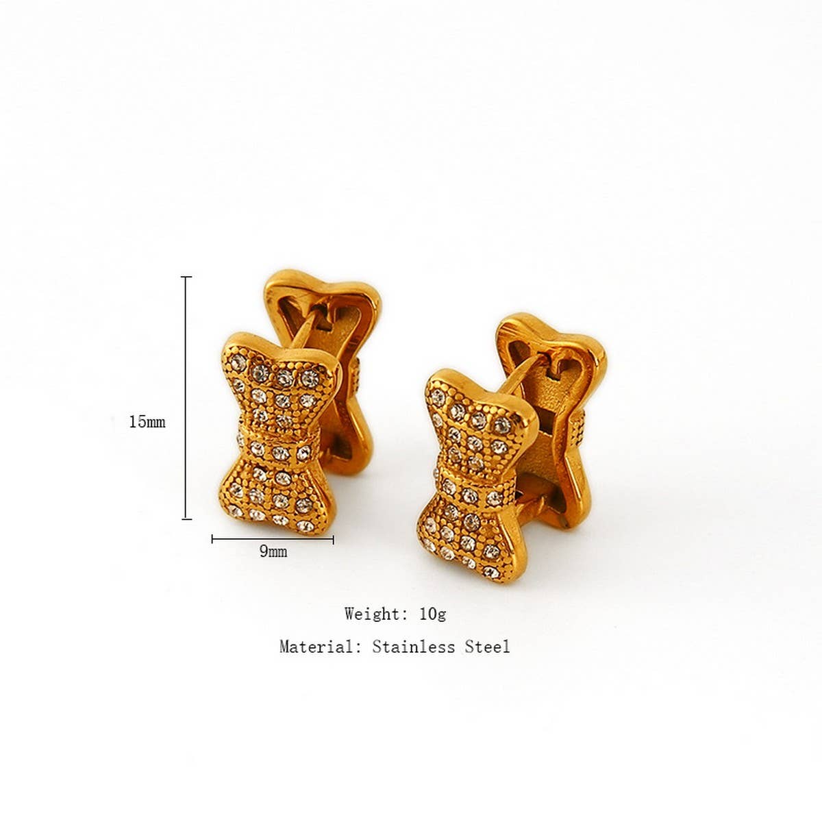 3D Butterfly Earrings with CZ, Stainless Steel_CWMM8921