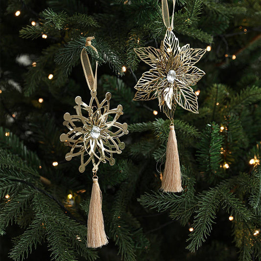 Gold Metal Snowflake Hanging Xmas Tree Decor