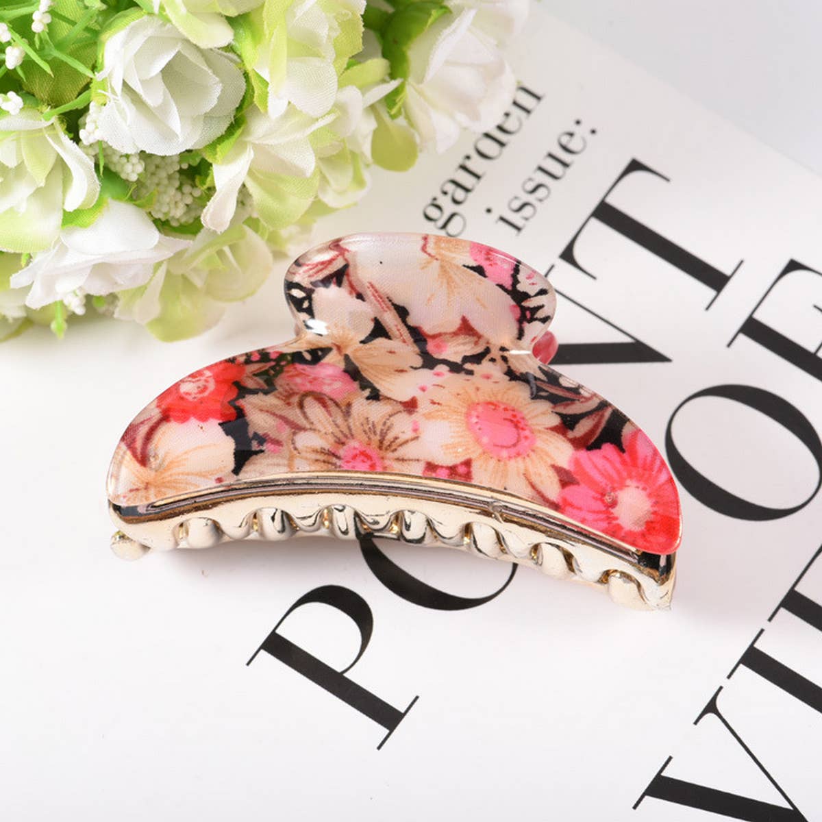 Large Acrylic Flower Hair Claw Ponytail Clip_CWAHA0990
