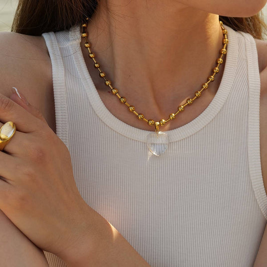 GIRLY SIMPLE TRANSPARENT LOVE NECKLACE