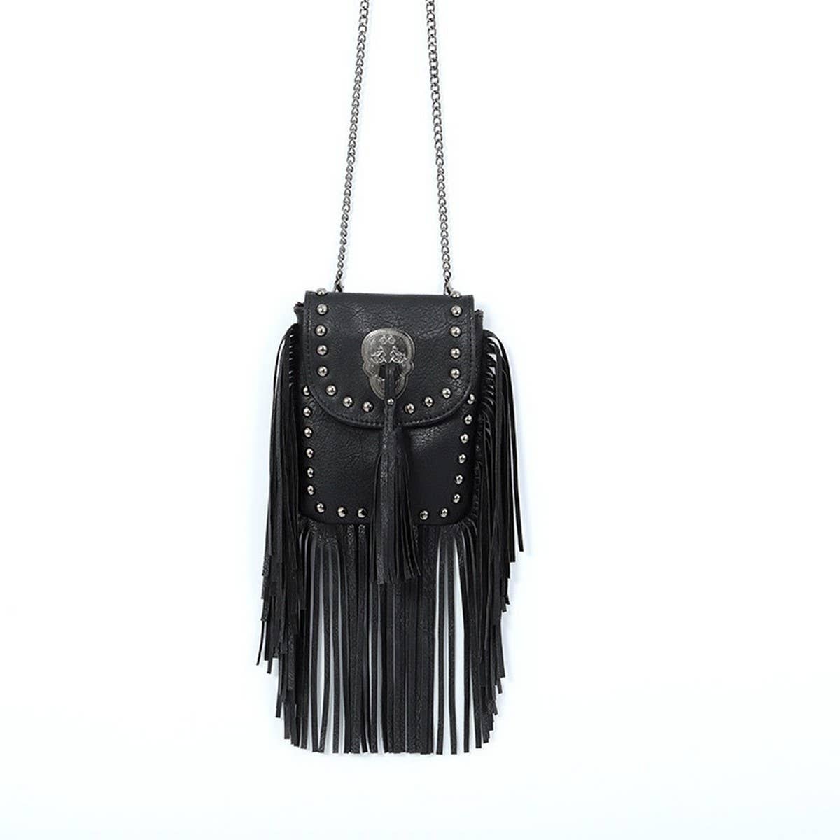 CWAB4543_RIVET TASSEL CHAIN SHOULDER CROSSBODY BAG