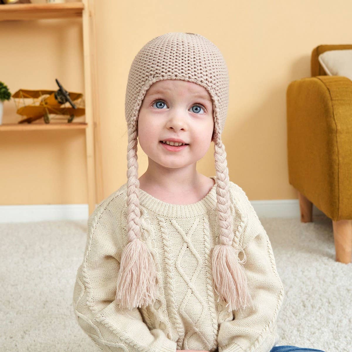 NEW SOLID COLOR BABY WARM WOOL BALL KNITTED HAT_CWAH1745