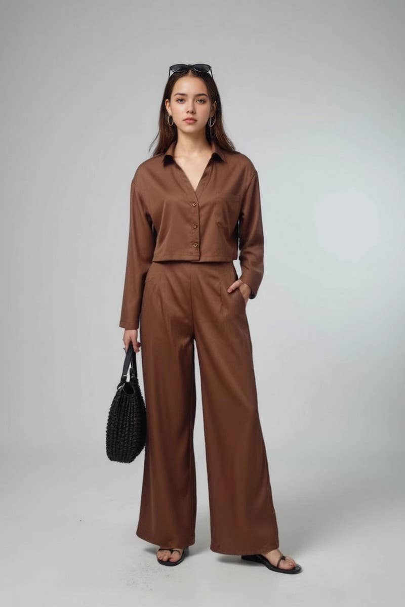 CWSTB1748_SOLID COLOR LONG SLEEVE PANTS LOUNGE SET