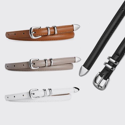 CWABE0881_SIMPLE AND VERSATILE SILVER BUCKLE BELT