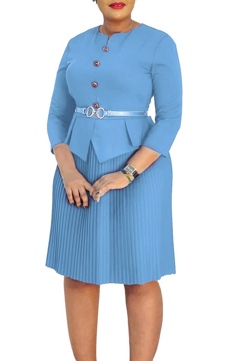 CWDMD01252_2025 PLUS SIZE WOMEN BUTTON FAUX TWO PIECE DRESS