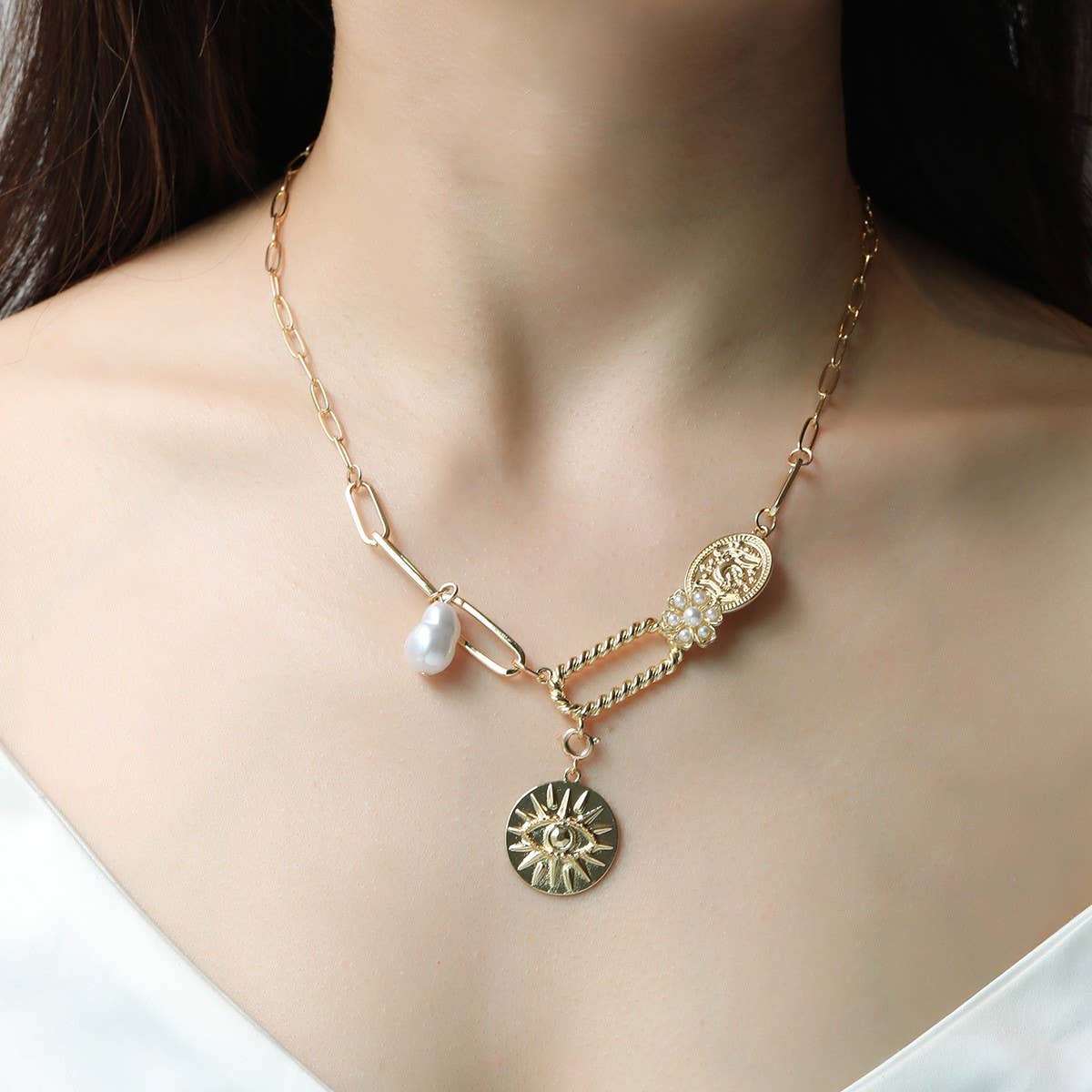 FASHION DESIGN MULTI-ELEMENT PENDANT NECKLACE_CWAJE2834