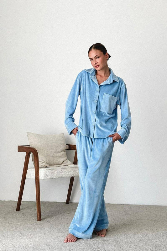 CWSPJ0345_PLUSH LONG SLEEVE LONG PANTS PAJAMAS SET