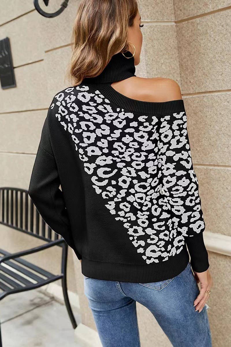 CWOSWL6268_LEOPARD PRINT OFF-SHOULDER KNITTED SWEATER
