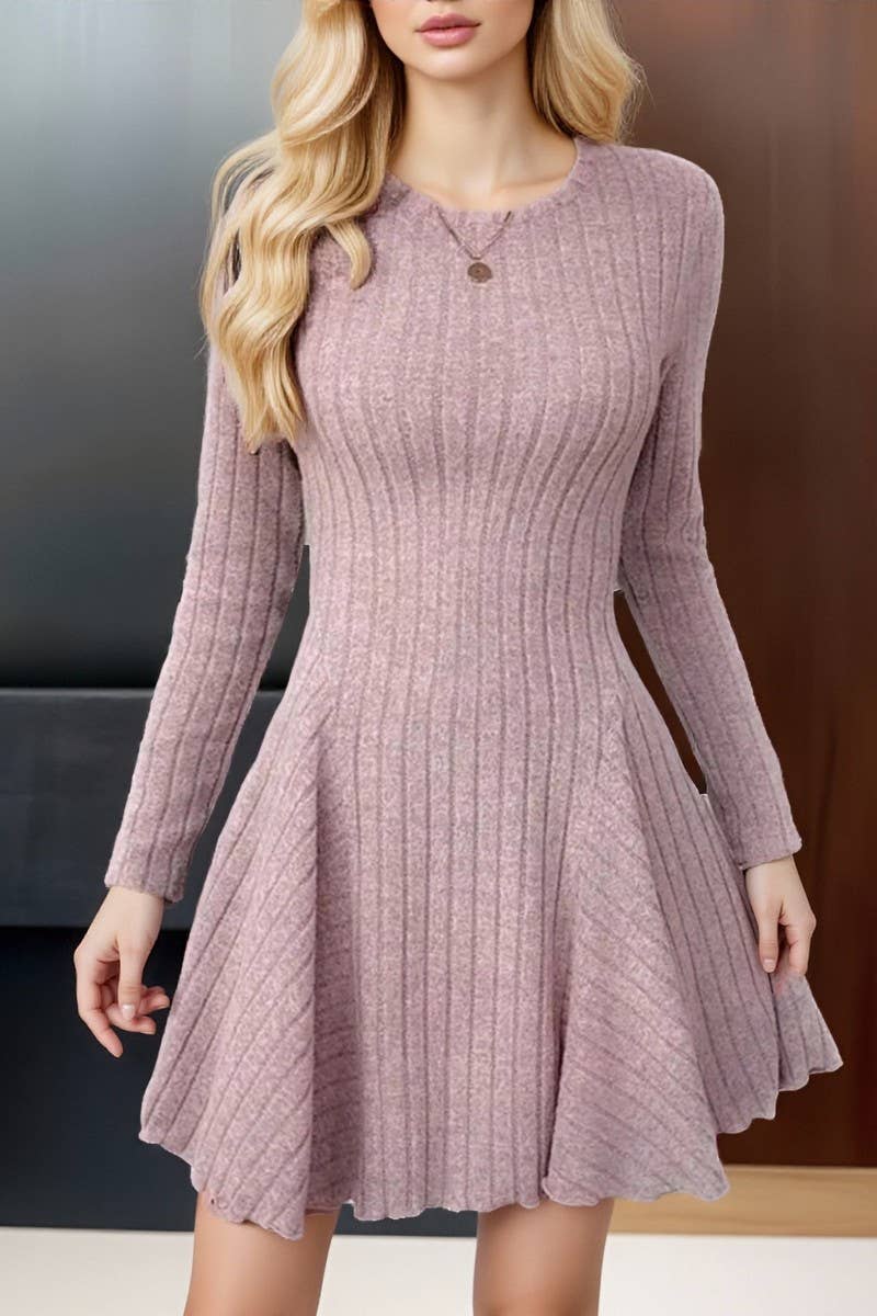 CWDSD10530_AUTUMN AND WINTER FRENCH KNITTED SHORT DRESS