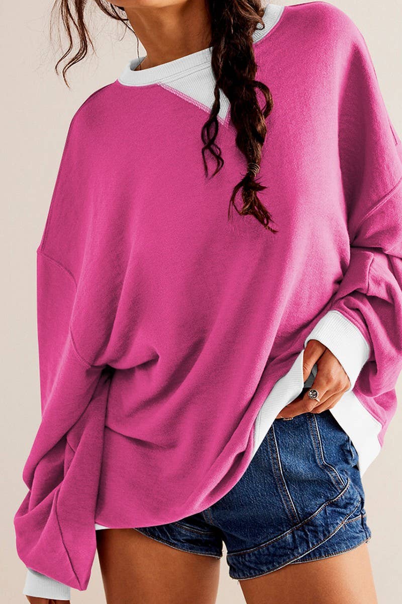 CWTBLL3991_LOOSE DROP SHOULDER CREWNECK SWEATSHIRT