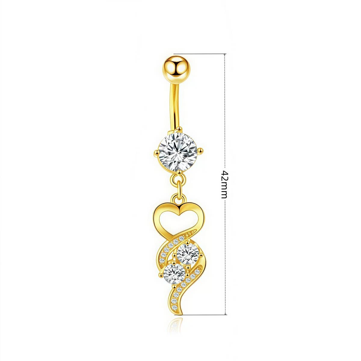 316L Steel & Brass CZ Navel Ring Piercing Jewelry_CWMM936