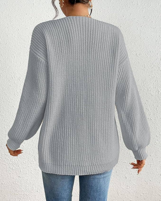 CASUAL COARSE CARDIGAN SOLID COLOR LOOSE COAT