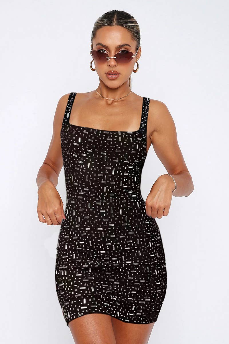 CWDSD7782_SQUARE NECK RHINESTONE BACKLESS BODYCON DRESS