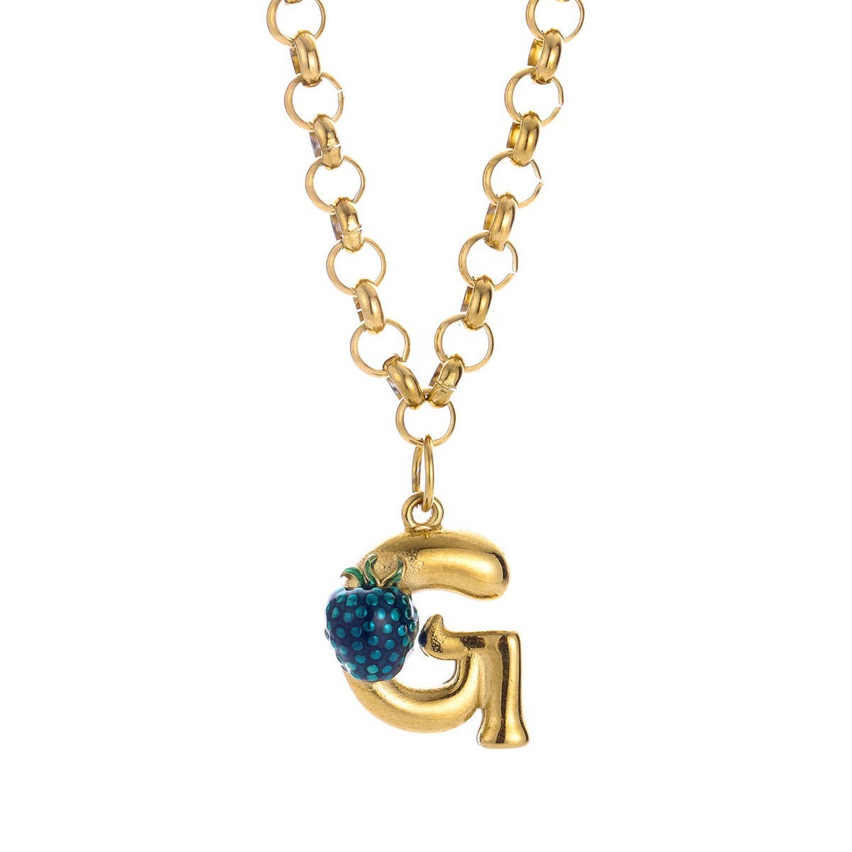 Original Stainless Steel Letter Necklace withEnamel_CWMM8836