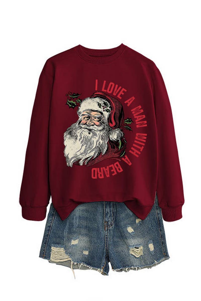CWTBLL01329_SANTA LETTER PRINT CHRISTMAS PULLOVER SWEATSHIRT