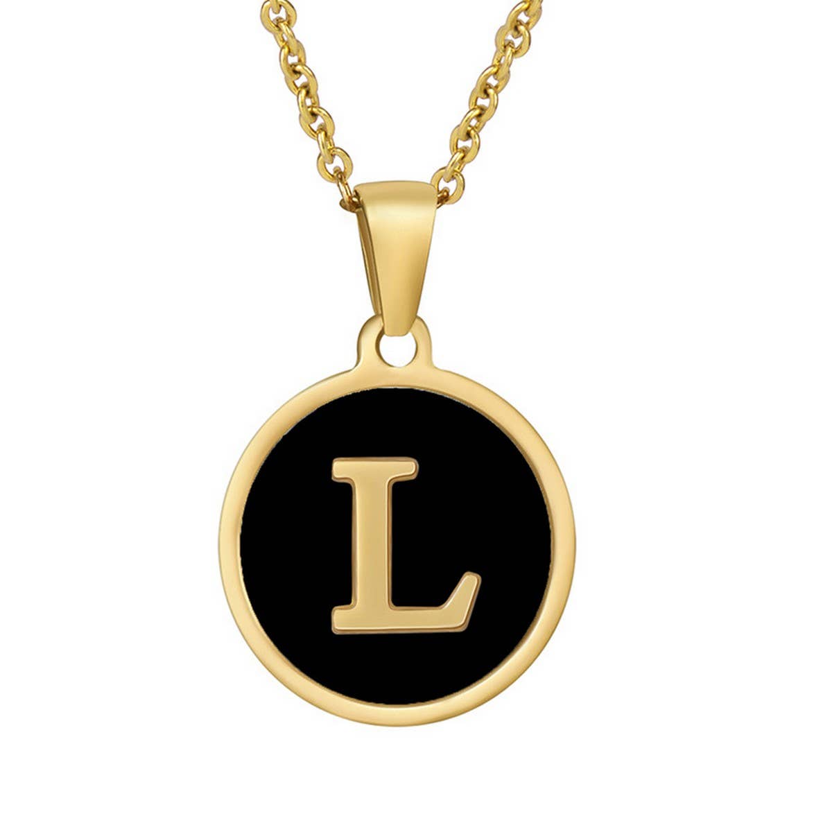 CIRCULAR SHELL ENGLISH LETTER PENDANT NECKLACE