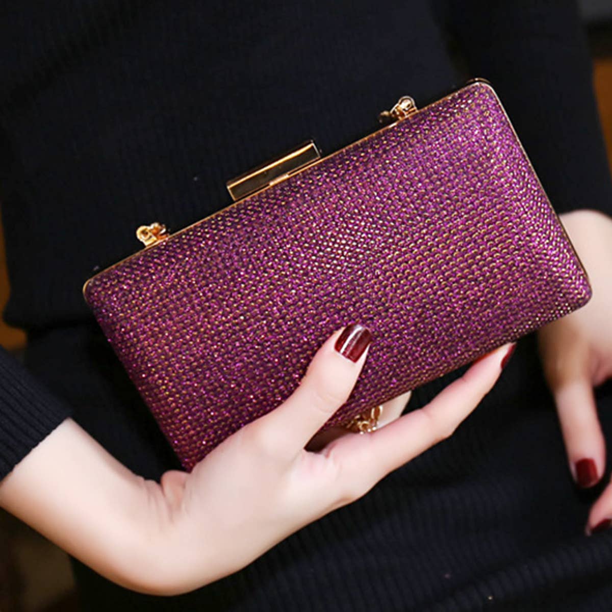 WOMEN RETRO SEQUINED ONE-SHOULDER DINNER BAG_CWAB0696