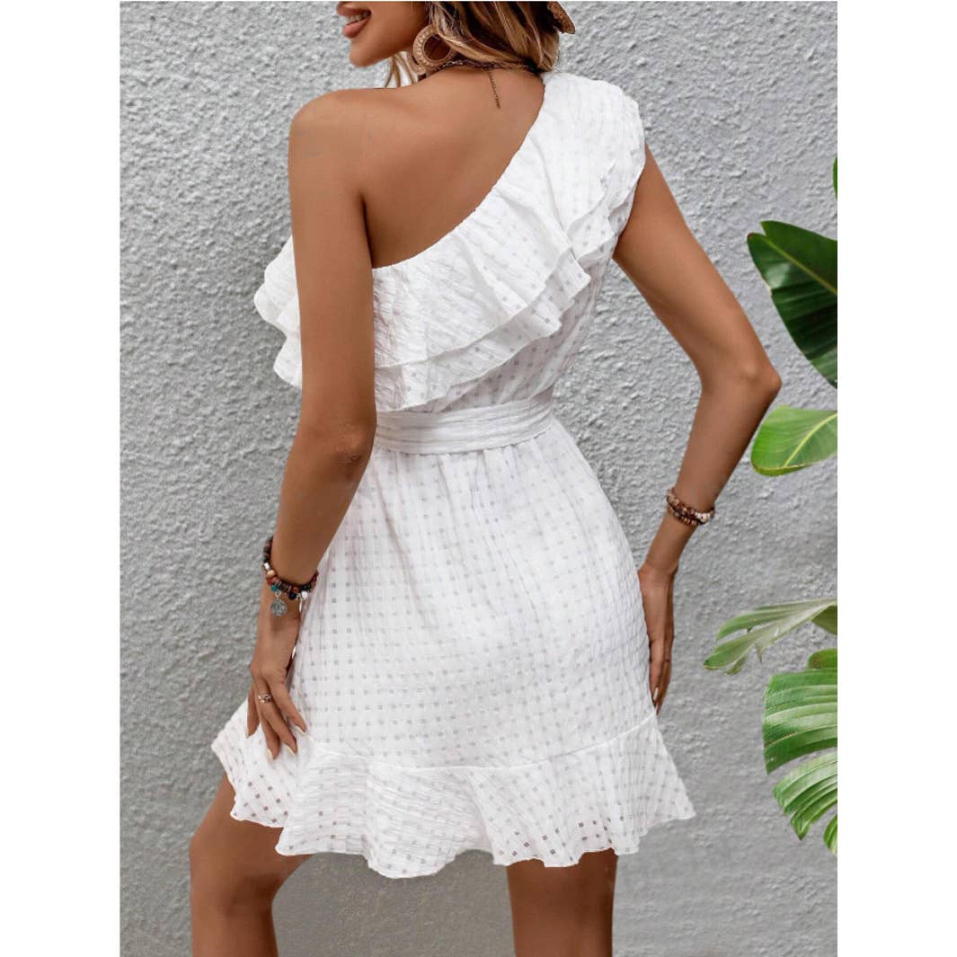 Casual fashion one-shoulder ruffled corset dress