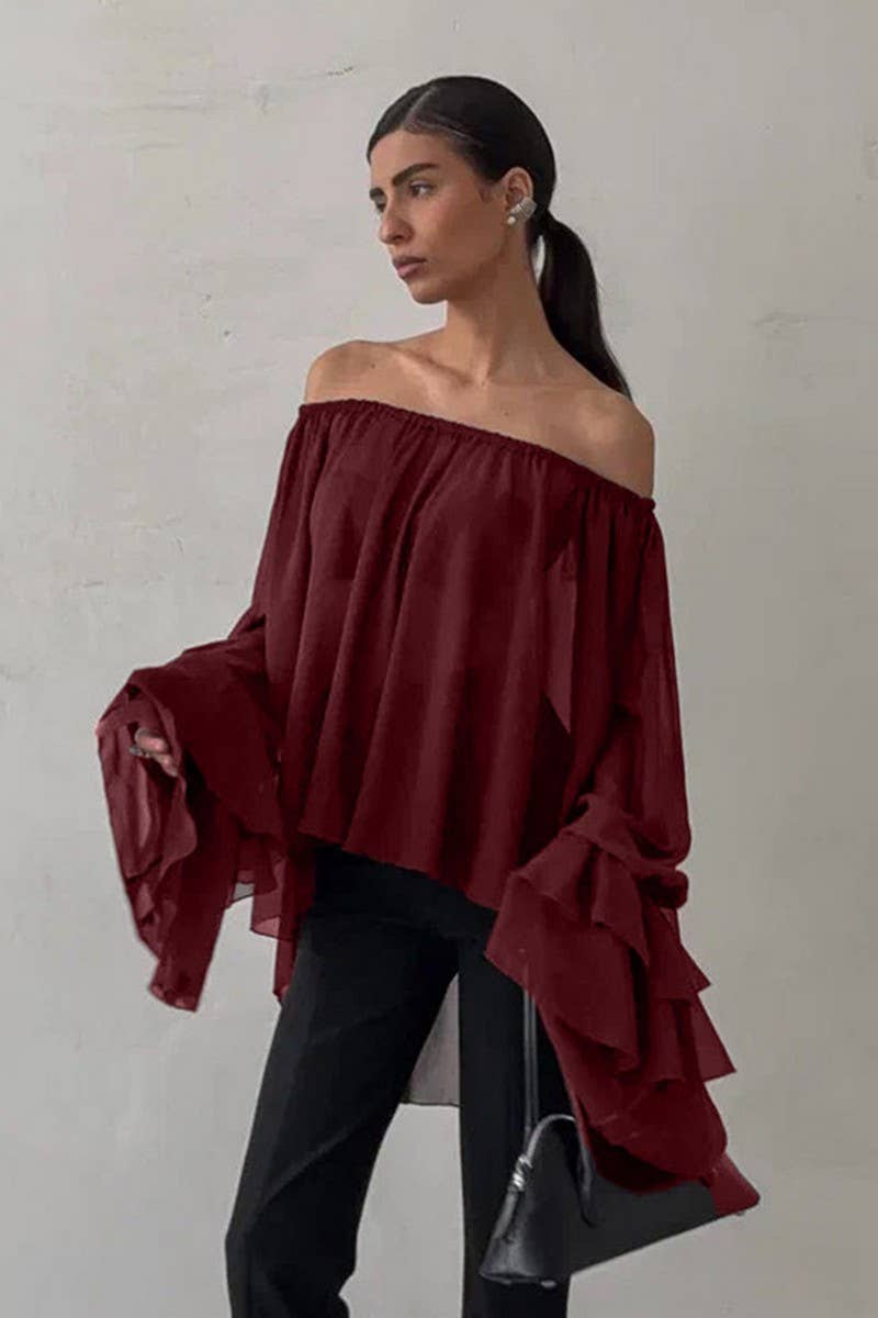 CWTBLL562_LOOSE-FITTING RUFFLED LONG-SLEEVED SHIRT